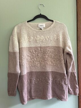 Jenny Colorblock Embroidered Sweater Women's Size Large